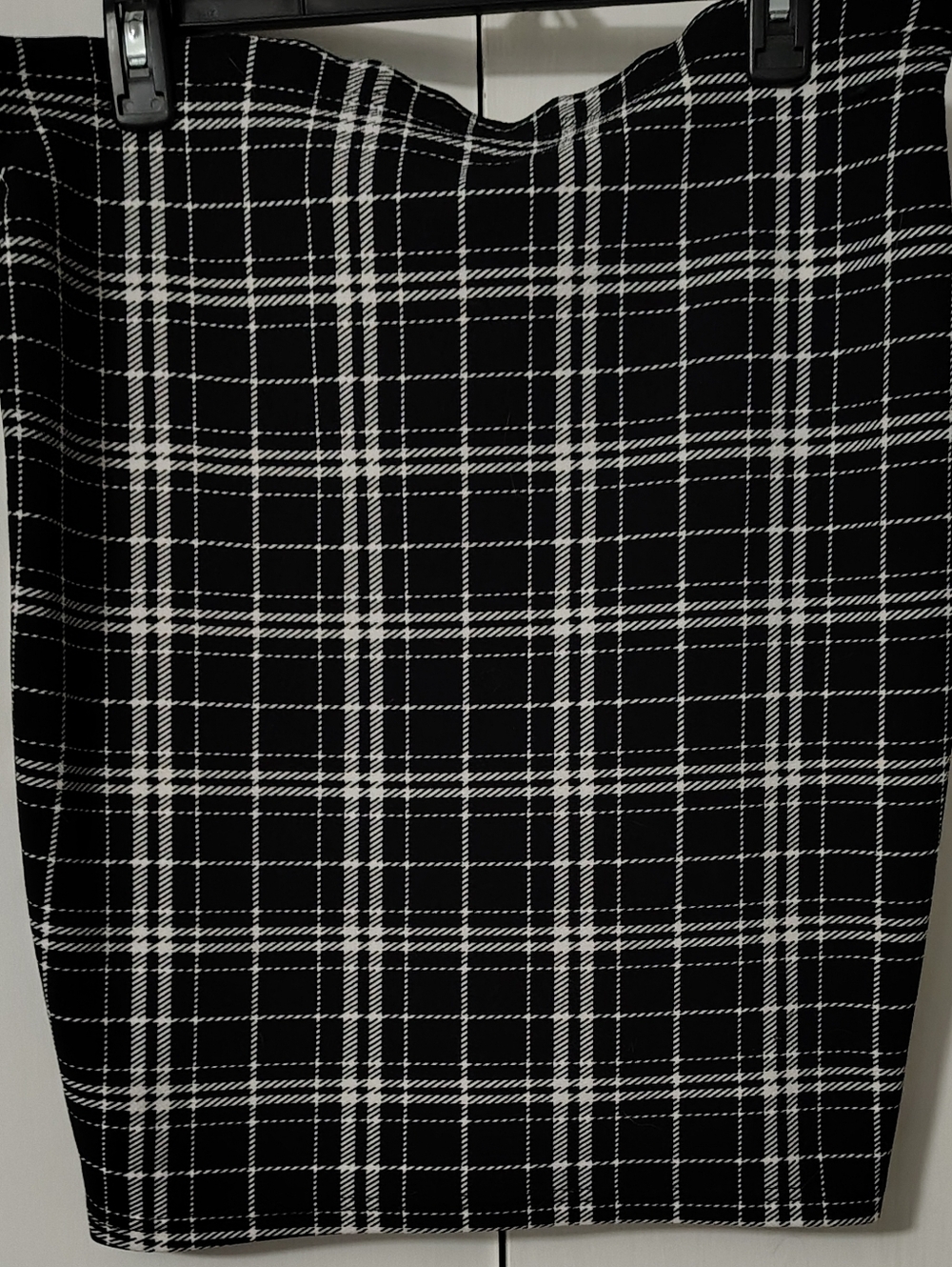 SHEIN Black and White Plaid Pencil Skirt